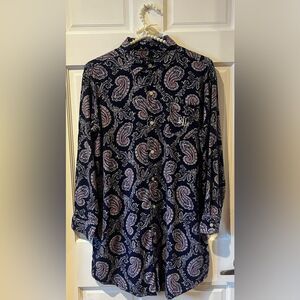 LAUREN RALPH LAUREN Paisley long sleeve shirt dress Size S